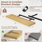 32 Inch Floating Shelves for Wall Set of 2, 8"D Wood Grain Bathroom Shelves with Invisible Brackets, Easy Install Engineered 