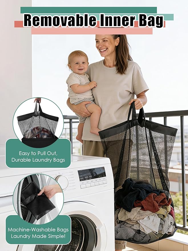 WTREE Laundry Hamper with Lid, Reinforced Sturdy Clothes Hamper with Anti-Puncture Base, Large Collapsible Laundry Basket wit