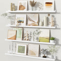 Fun Memories Picture Ledge Shelves Set of 4, 36 Inch Rustic Wall Mounted Floating Shelves with Lip for Home Storage and Décor