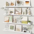 Fun Memories Picture Ledge Shelves Set of 4, 36 Inch Rustic Wall Mounted Floating Shelves with Lip for Home Storage and Décor