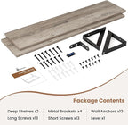 Axeman 48 Inch Floating Shelves | 8 Inch Deep Grey Wall Shelves Set of 2 | 47.3" W x 8" D Rustic Grey Wood Shelves for Bathro