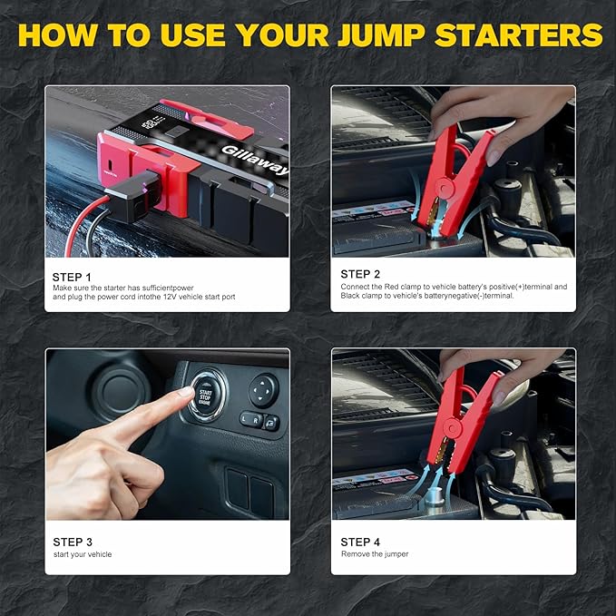 001B 3000A Car Jump Starter Battery Pack (Up to 9.0L Gas and 7.0L Diesel Engine), 12V Car Charger Jump Starter Portable
