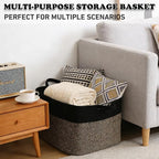 96L Large Blanket Basket,24"x16"x15"Rectangle Storage Bin with Handles,Woven Rope Laundry Basket for Toys, Clothes,Magazines,