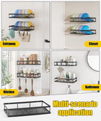 2 Packs Metal Hat Rack for Wall, Holder with Multiple Hooks, Organizer for up to 40 Baseball Caps, Sturdy Wall Drilled Rack, 