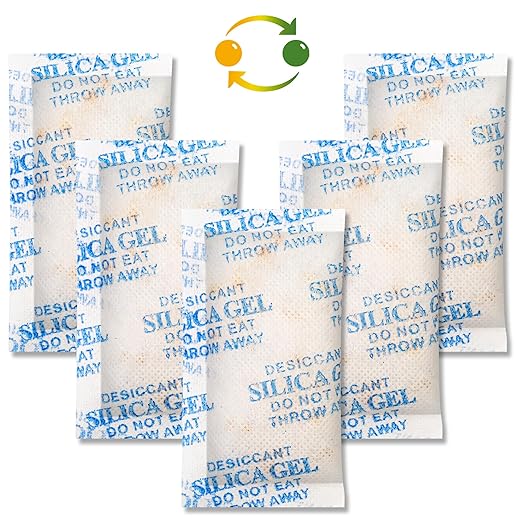 LotFancy Silica Gel Packets 10g 30 Pack, Color Indicating Rechargeable Desiccant Packs, Moisture Absorber for Electronics, Ca