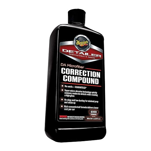 Meguiar's DA Microfiber Correction Compound D30032 - Pro Car Scratch Remover, for Use with a DA Polisher and Microfiber Cutting Disc, Remove Swirls, Scratches, Water Spots, and Oxidation, 32 Oz