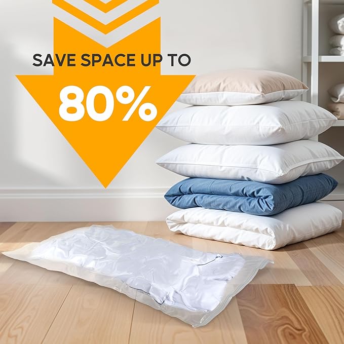 10 Jumbo Vacuum Seal Bags with Hand Pump, Vacuum Storage Bags, Space Saver Bags for Clothing, Comforters, Blankets, Bedding, 