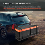 Hitch Mount Cargo Carrier Basket 53"*19"*5"+Waterproof Bag 9 Cubic Feet(51"*17"*18"),and Cargo Net with Attachment Hooks,Ratchet Straps,Hitch Stabilizer.500 Lbs Capacity,fit 2" Receiver