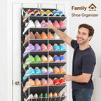 UVIAHOMI 20-30 Pairs Over the Door Shoe Organizer, Clear Pockets Hanging Shoe Storage for Closet, 10-Tier Door Shoes Rack, Ha