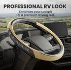 18 Inch Semi Truck Steering Wheel Cover for Freightliner Cascadia, Kenworth T680 T880, Peterbilt 579 & Volvo VNL – Heavy Duty Anti-Slip Leather Grip for Big Rig Class 8 Trucks – Brown