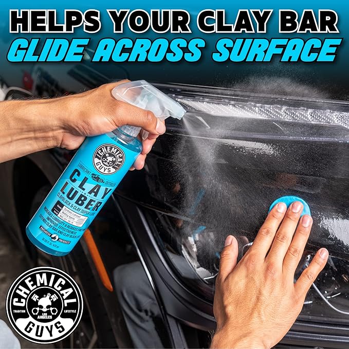 Chemical Guys Clay Bar and Luber Synthetic Lubricant Kit - Light/Medium Duty OG Clay Bar for Removing embedded dirt from Paint, Glass, and Metal, Essential Detailing Accessory - 2 Items
