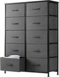 DUMOS Dresser for Bedroom, 10 Storage Drawers, Wide Fabric Closet Chests Organizer Tower Furniture with Wooden Top Metal Fram