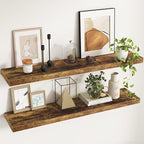 Fun Memories 48Inch Floating Shelves, 9.3Inch Deep Rustic Wall Shelves - Extra Deeper & Thicker Wall Mounted Storage Shelf fo