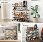 SNTD Shoe Rack - Expandable Shoe Organizer for Closet, Adjustable Metal Shoe Shelf Storage, Stackable Long Shoe Stand Holder 