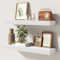 24 Inch Floating Shelves | 6.5 Inch Deep White Floating Shelves Set of 2 | 24" W x 6.5" D Rustic White Wood Wall Shelves with
