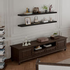 IEO Long Wooden Floating Shelves for Room Wall, Natural Wood Floating Shelves Wall Mounted Kitchen Shelf for Living Room, Bed