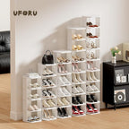 Small Shoe Rack, 5 Tier Plastic Vertical Shoe Rack for Small and Narrow Spaces, Free Standing Shoe Organizer for Closet, Entr