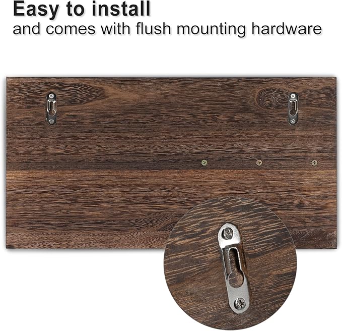 Lwenki Mail Organizer for Wall Mount – Key Holder with Shelf Includes Letter Holder and Hooks for Coats, Dog Leashes – Rustic