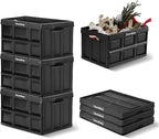 CleverMade Collapsible Storage Bins 46L (3-Pack) – Heavy Duty Collapsible Plastic Storage Bins, Stackable Folding Storage Bin