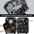6 Pcs Compression Packing Cubes Waterproof Suitcase Travel Bag Luggage Backpack Organizer Travel Cubes for Packing-Gothic Sty