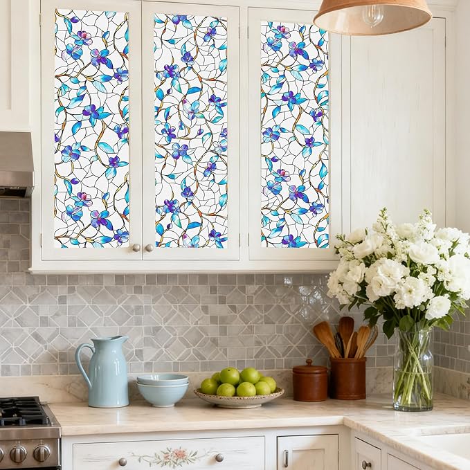 SOMWISE Frosted Glass Window Film, Heat Insulation, UV Block, Anti-Glare, One Way Privacy Tint, Static Cling for Home Bathroom Door, Renter Friendly, Day & Night Privacy