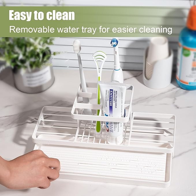 Toothbrush Holders for Bathrooms, Carbon Steel Tooth Brushing Holder Electric Toothbrush and Toothpaste Organizer Bathroom Ac