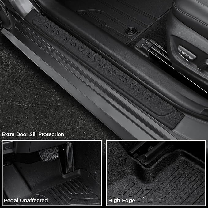 Floor Mats for Toyota Camry 2018-2024, All Weather Floor Mats Trunk Cargo Liner and Door Sill Guards Accessories, Full Coverage Set (Not fit AWD or Hybrid Models)
