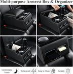 Coverado Car Center Console, Universal Rear Bench Seat Consoles, Truck Seat Organizer and Storage, Back Seat Car Organizer with Cup Holder, Central Armrest Box (Regular, Black)