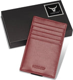 HISCOW Car Sun Visor Card Holder with Elastic Band Fastener - Italian Calfskin (Wine Red)