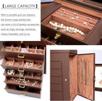 AKOZLIN Extra Large 6-Tier Jewelry Box Organizer with Mirror, 5 Drawers Leather Jewelry Storage Case for Women Girls Ring Nec