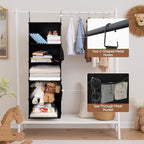 StorageWorks 5-Shelf Hanging Closet Organizers, Foldable Closet Storage Organizer with 2 Side Pockets, Portable Hanging Shelv