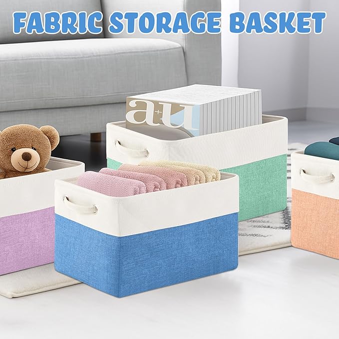 Geiserailie 6 Pcs 15 x 11 x 9.5 Inch Cube Storage Bins Fabric Storage Organizer Bins Foldable Cube Baskets with Sturdy Carry 