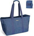 BALEINE Soft 9 Gallon Extra Large Utility Tote, Foldable Reusable Storage Bag (Denim Blue)