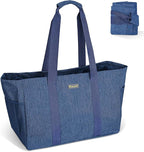 BALEINE Soft 9 Gallon Extra Large Utility Tote, Foldable Reusable Storage Bag (Denim Blue)