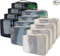 12 Pcs Packing Cubes for Suitcase Travel Luggage Bags Bulk Mesh Organizer Set for Hiking Camping Backpacking Clothes Accessor