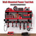 Spampur Heavy Duty Power Tool Organizer Wall Mount with Charging Station – 420 lb Capacity 3-Tier Storage Rack Holds 6 Drills