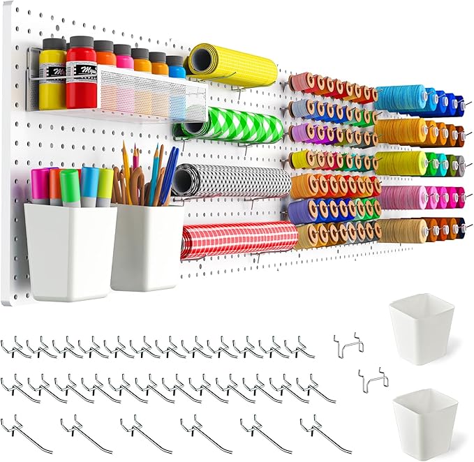 FZK Peg Board,Pegboard 32''*32'', White Pegboard 4pcs and 33 Accessories, Pegboard Wall Organizer, Peg Boards, Peg Boards for