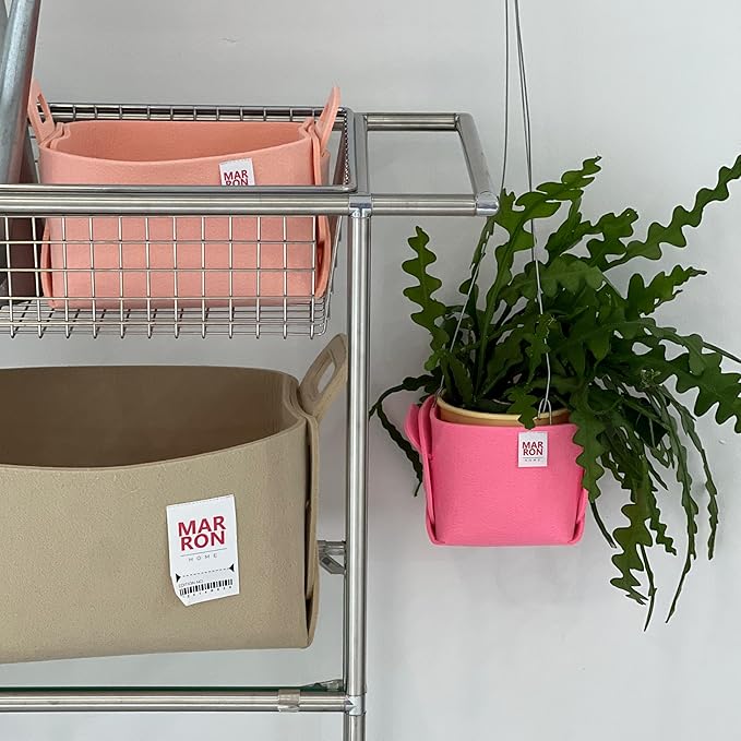 Collapsible Felt CHARCOL Storage Bin Medium 11"x7.1"x7.1" – Foldable Basket with Handles for Closet, Toy Storage, Laundry Roo