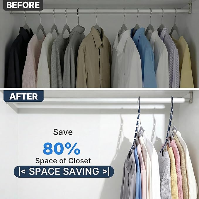 HOUSE DAY 10 Pack Closet Organizers and Storage with 5 Holes for Cascading, Multipurpose, Space Saving Hanger Organizer, Clos