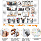 12Pcs Pegboard, Pegboard Wall Organizer, Peg Boards for Walls Craft Room, Pegboard Kits fit Garage Kitchen Workshop, Small Pe