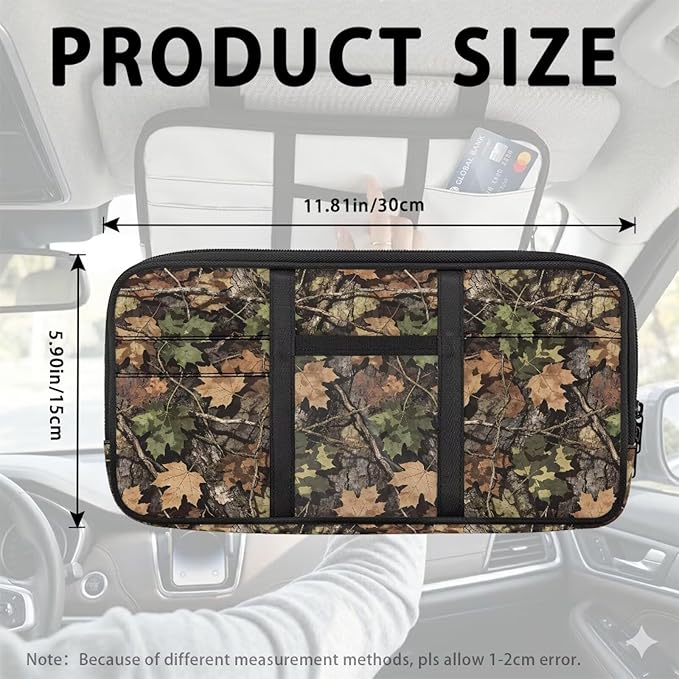 Tactical Sun Visor Organizer,Branch Car Accessories with Zipper Visor Storage Pouch, Adjustable Straps for SUV Truck