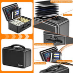 ENGPOW Fireproof Money Box, Small Hard Case Fireproof Box with Fireproof Zipper ＆ Lock, 6400°F Heat Insulated Fireproof Water