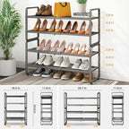 SNTD Shoe Rack - Expandable Shoe Organizer for Closet, Adjustable Metal Shoe Shelf Storage, Stackable Long Shoe Stand Holder 
