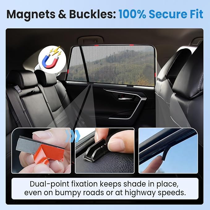 KUST Car Window Shades for 2019-2025 Toyota RAV4 Accessories, Breathable Mesh Magnetic Window Covers, Rear Back Side Window Sun Shades UV Block Privacy Protection for Baby Camping Napping 2PCS