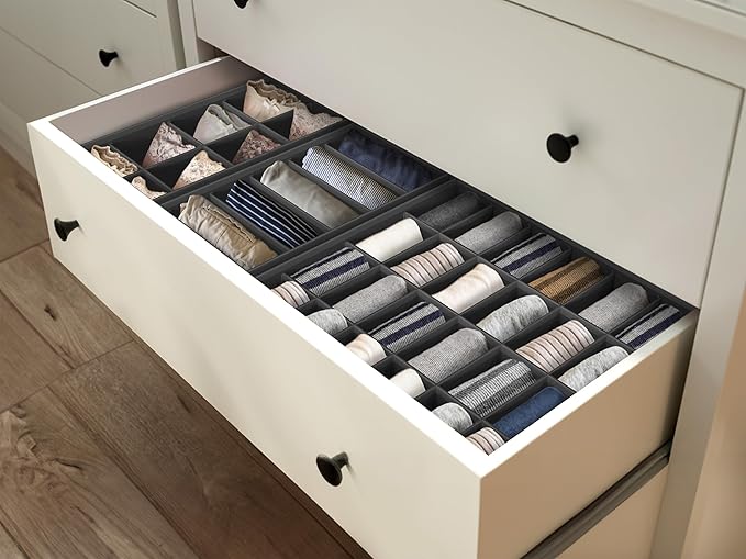 Simple Houseware 4-Pack Drawer Organizer Set - Closet Dividers for Underwear, Socks, Bras, Scarves, Ties - Foldable Non-Woven
