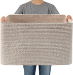 JMvicyroam Woven Blanket Basket,65L Large Storage Bin for Blankets Toys Clothes,Decorative Rope Basket for Living Room Bedroo
