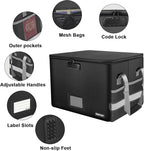 ENGPOW File Box with Lock, Fireproof Document Box with Pockets, Collapsible File Organizer Filing Storage Cabinet with Handle