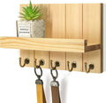 Rebee Vision Pine Wood Key Holder Wall Mount with 5 Hooks and Shelf – Farmhouse Key Holder for Wall for Entryway Organization