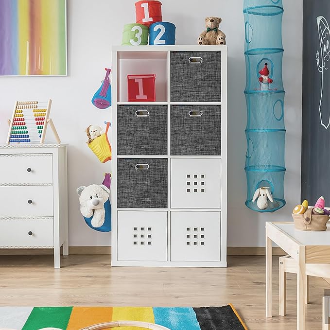 Posprica 13x15x13in Collapsible Storage Bins, Fabric Foldable Cube Storage Boxes, Decorative Storage Baskets Organizer for IK