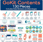 KeepGoing Travel First Aid Kit for Kids – 130 Pc. for Car, Home, Purse, Diaper Bag & Backpack with Latex-Free Bandages - Mini